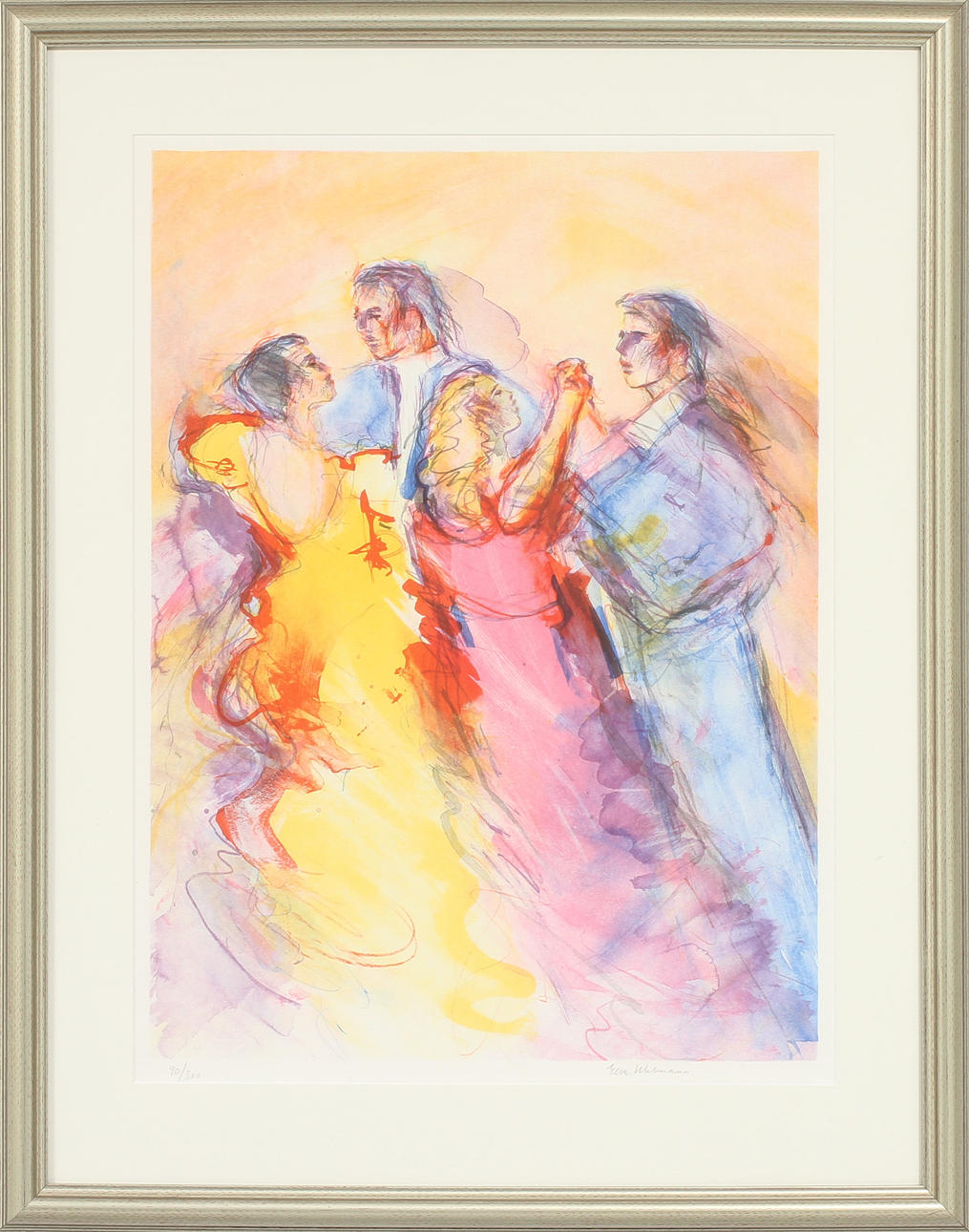 ELSA UHLMANN. Dansande figurer, färglitografi, signerad och numrerad 90/300.