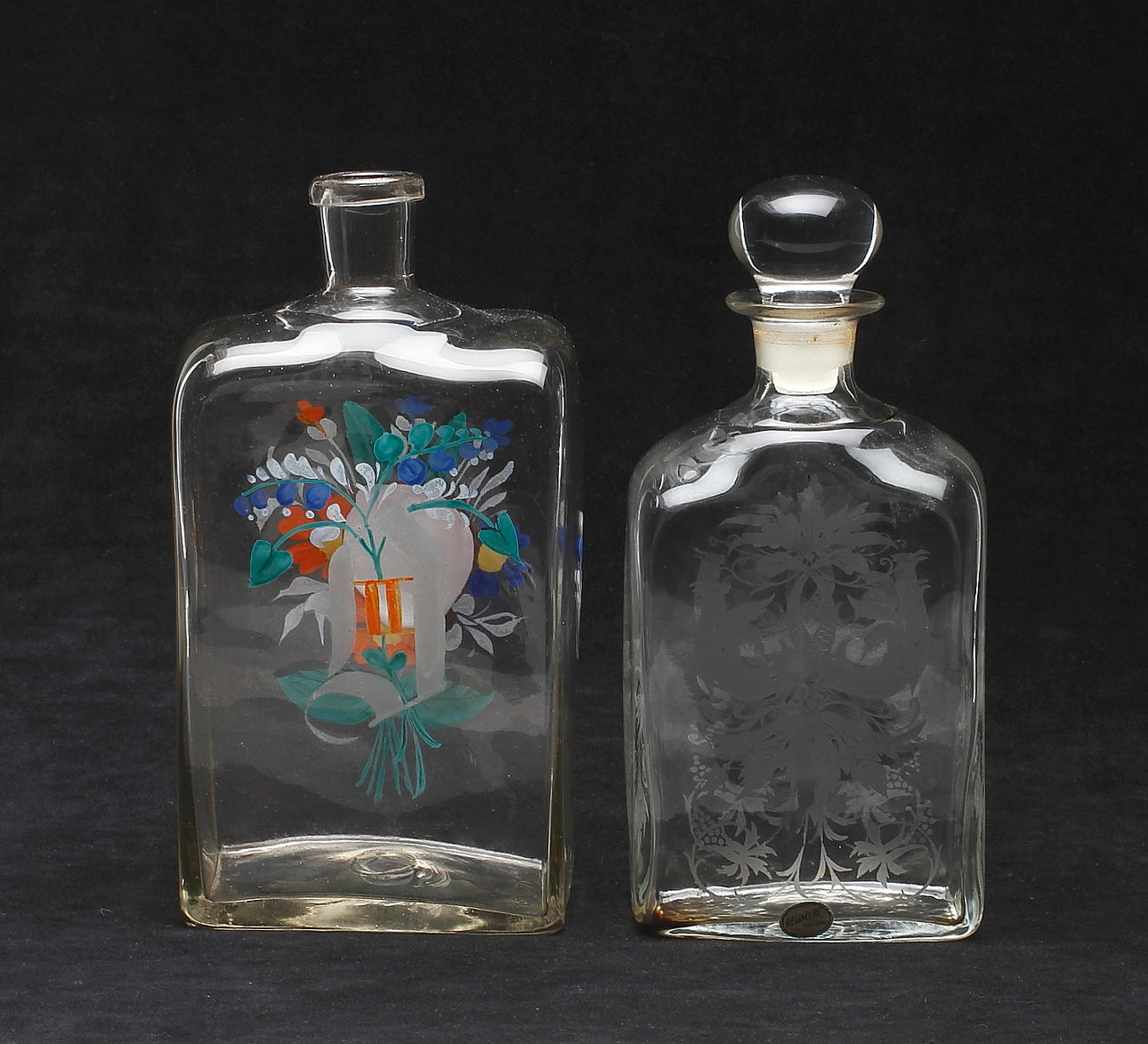 PLUNTOR, glas, 2 st, 1800 och 1900-tal.