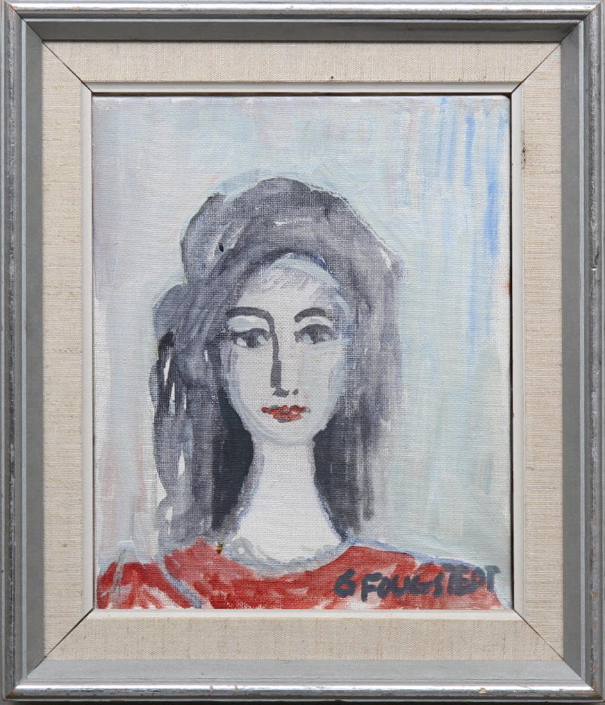 GÖSTA FOUGSTEDT. Porträtt av flicka. Olja på duk. Signerad.