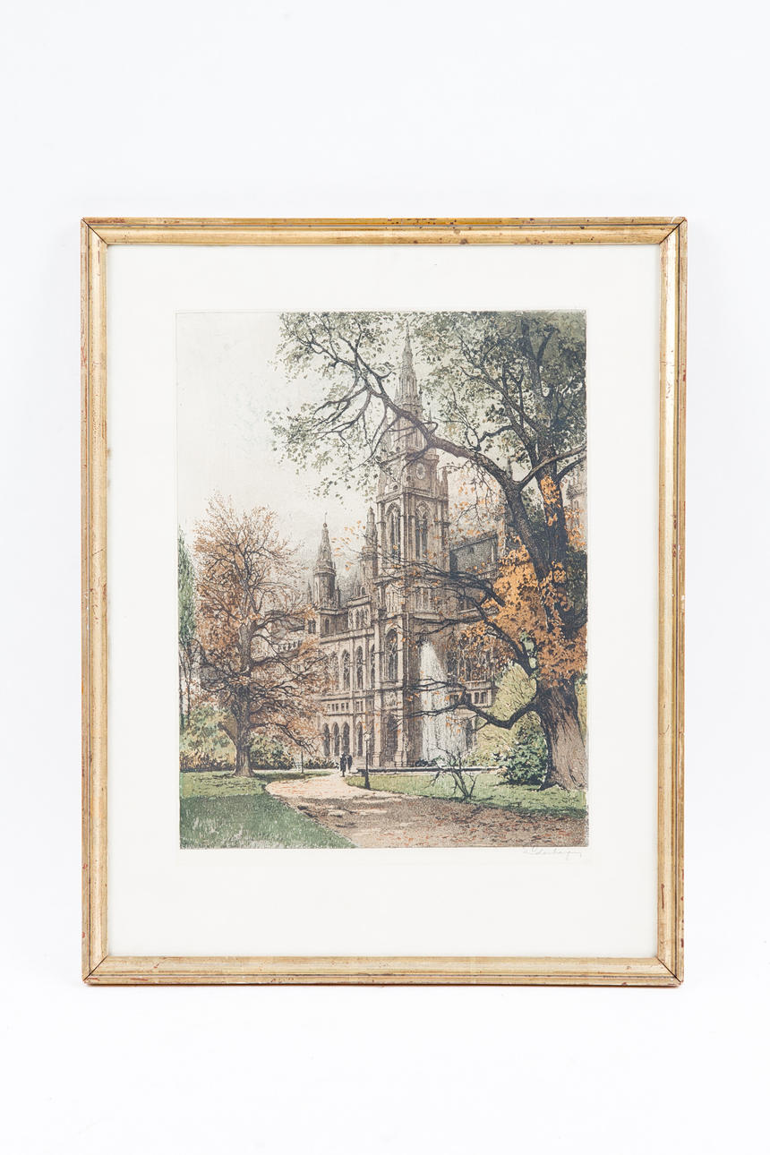 JOSEF EIDENBERGER. Josef Eidenberger, Etching, 'Vienna - City Hall'.