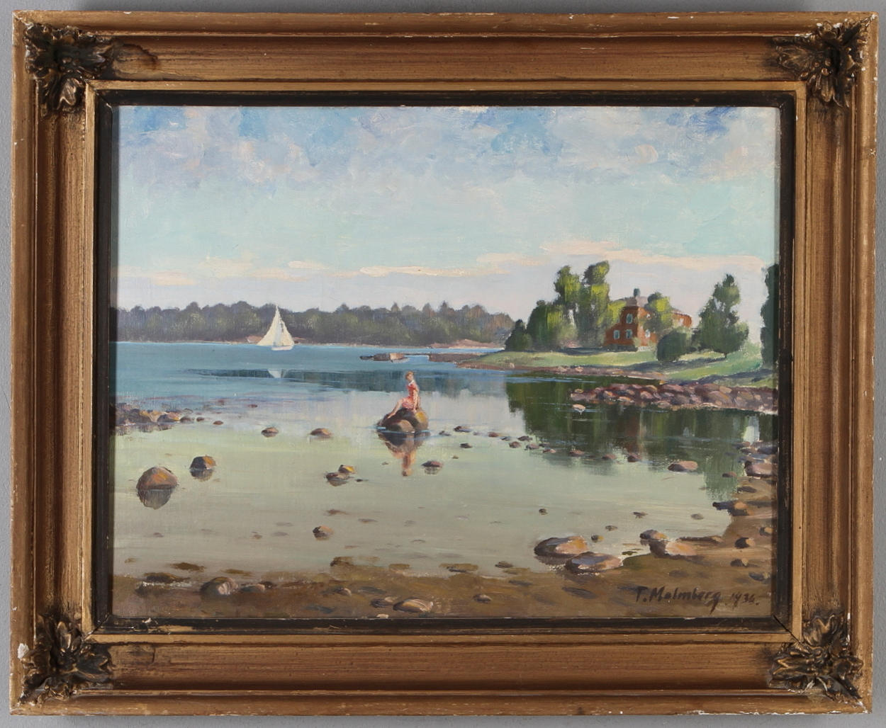 TURE MALMBERG. Skärgårdsmotiv, olja på duk, signerad samt daterad 1936.