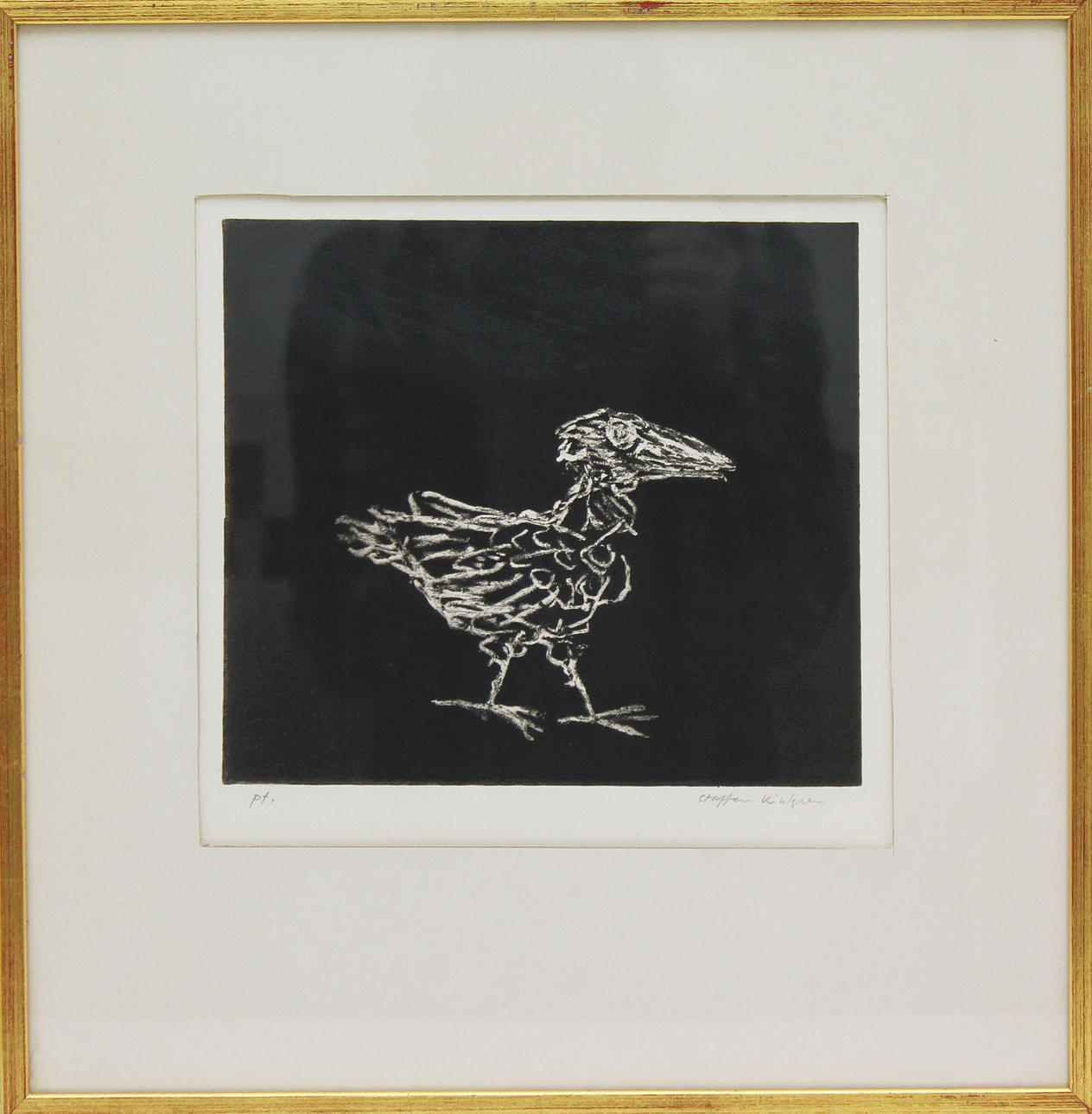 STAFFAN KIHLGREN. Fågel. Etsning. Signerad. Provtryck.