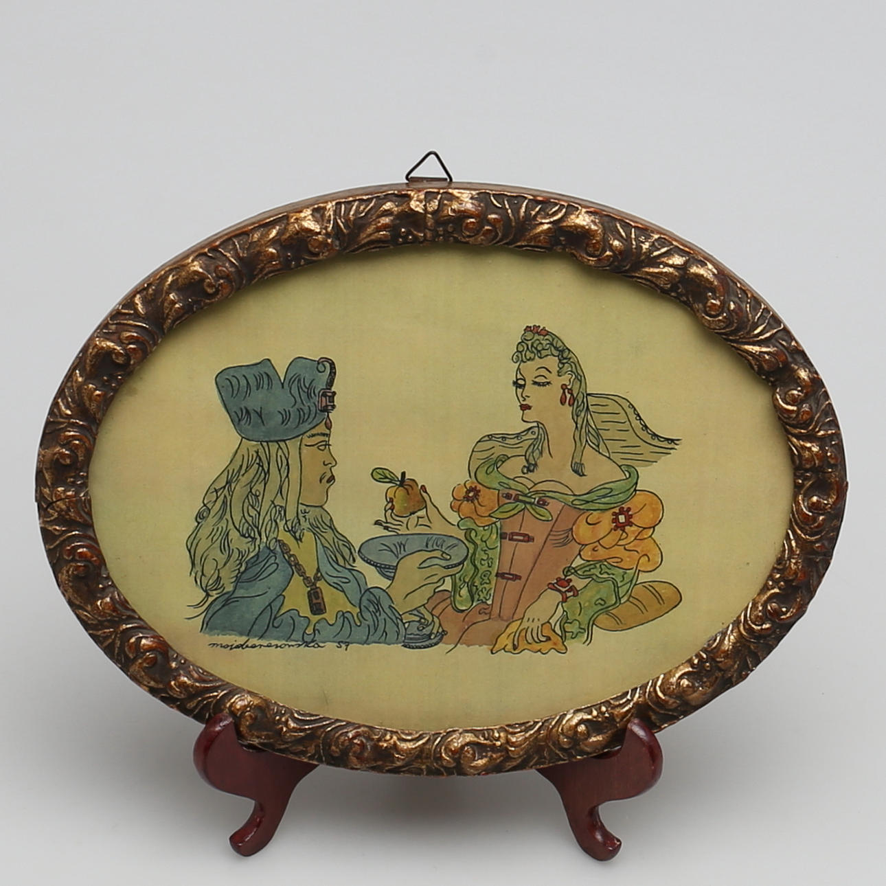 MAJA BEREZOWSKA. Konversation Akvarell. Signerad och daterad -57.