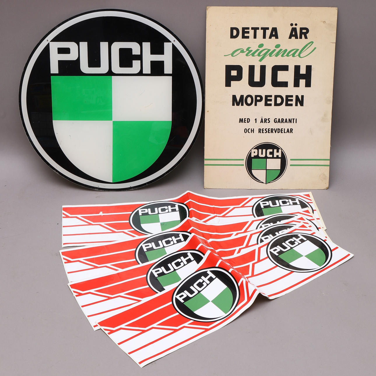 SKYLTAR & DEKALER, 6 delar, Puch mopeder.