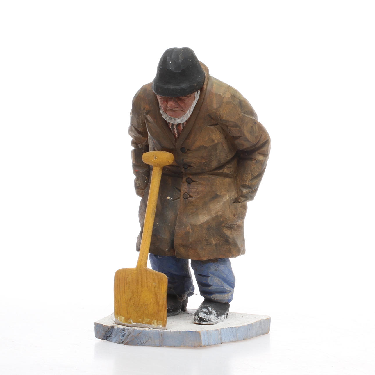 FIGURIN, snidat och bemålat trä, monogramsignerad S.L.