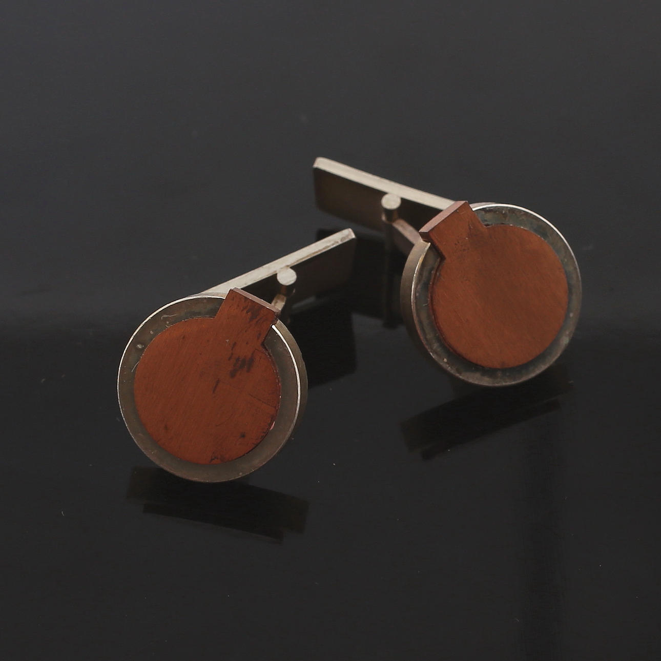 MANSCHETTENKNÖPFE, ein Paar, Sterlingsilber & Kupfer, 1987.