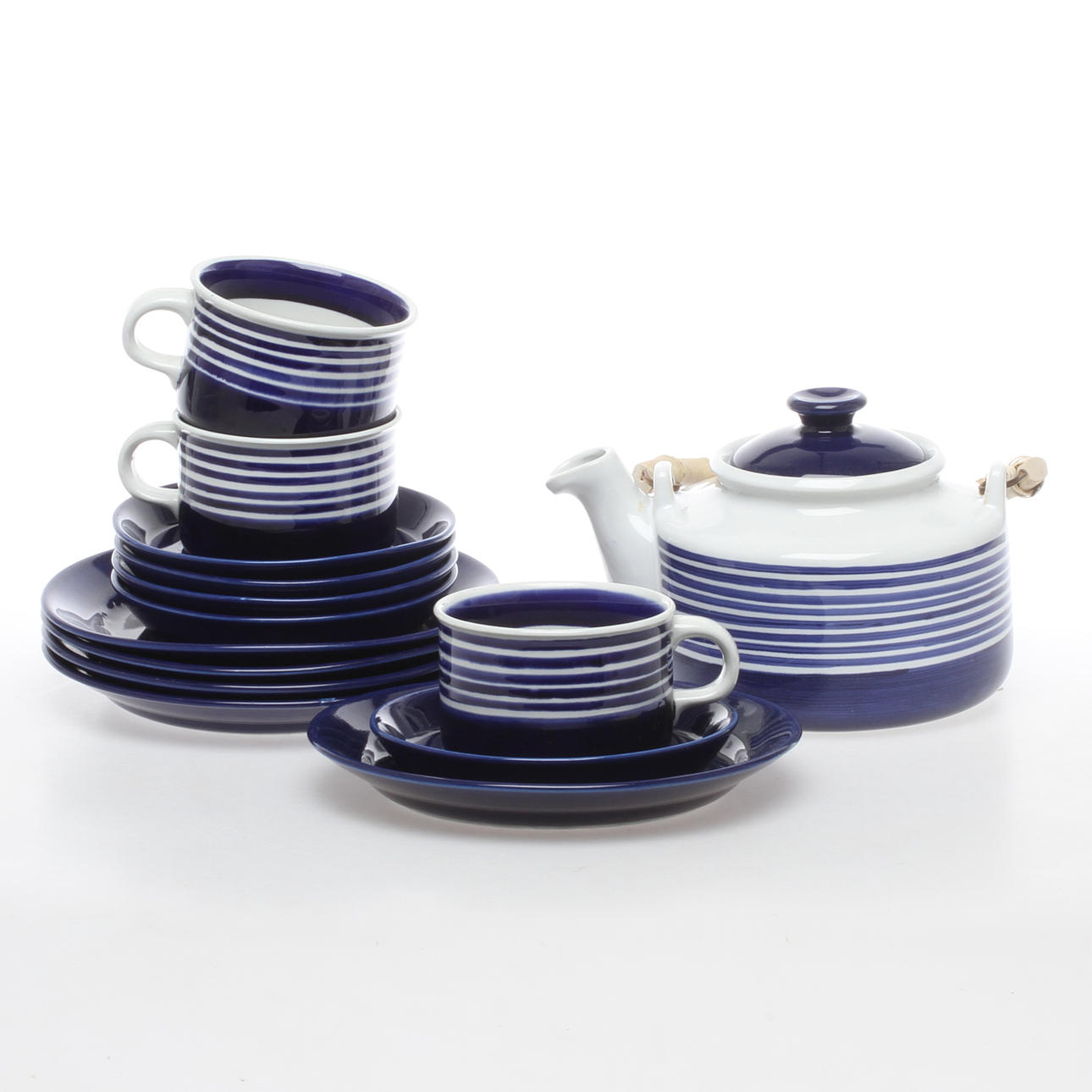 SERVISDELAR, 9 delar, "Kobolt", Kerstin Björquist Gustavsberg.