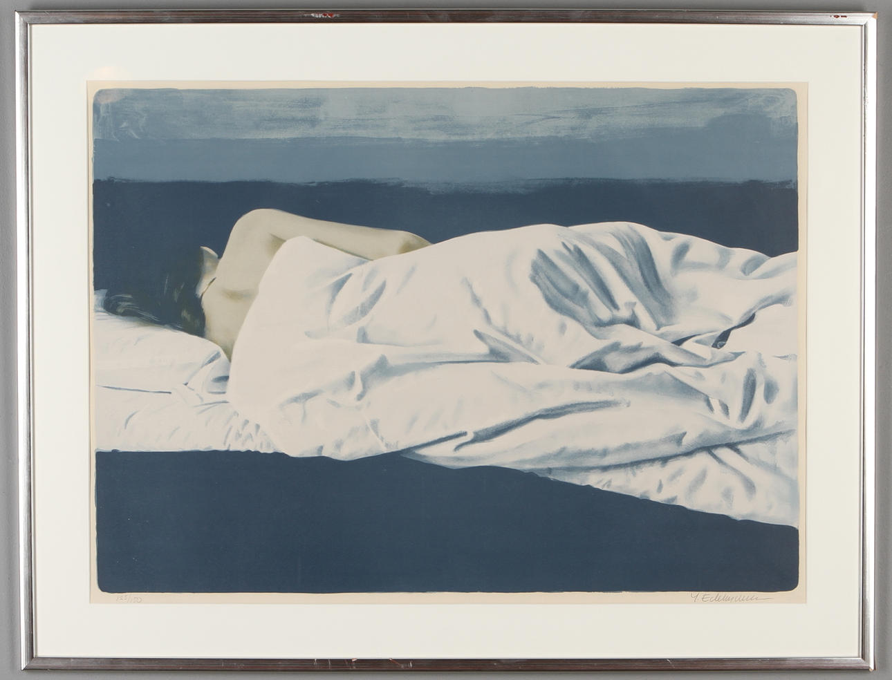YRJÖ EDELMANN. Sovande kvinna, färglitografi, signerad och numrerad 125/150.