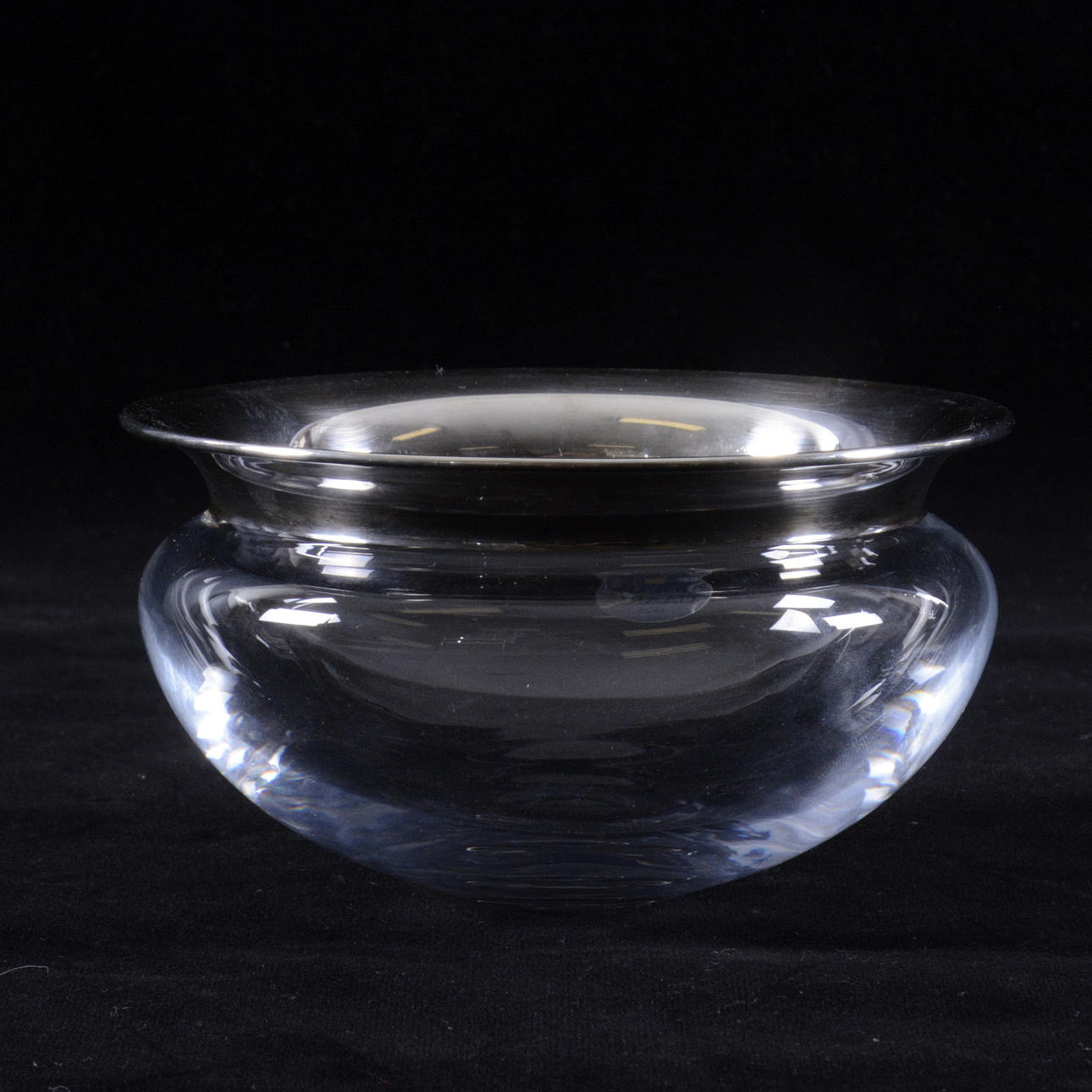 SCHALE MIT SILBERRAND, Glas, Holmegaard.