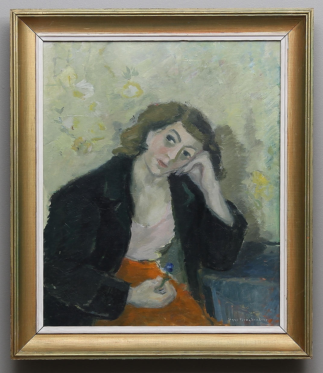 SIGGE LJUNGKVIST. Porträtt. Olja på duk. Signerad och daterad 1947.