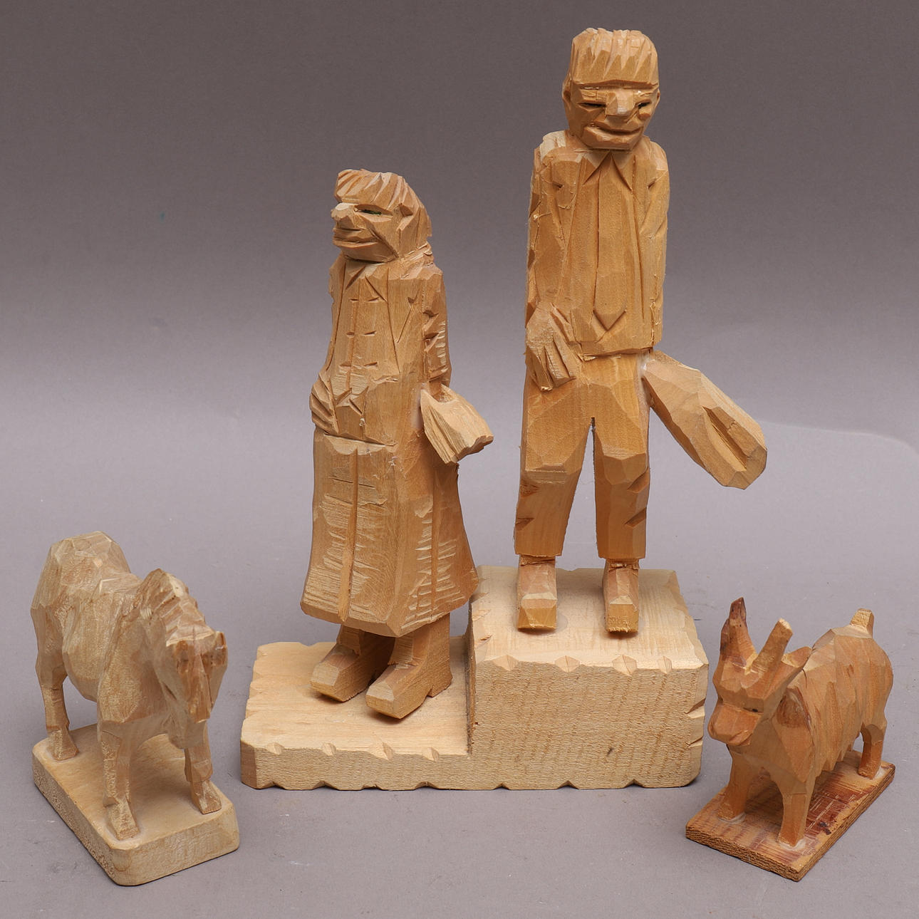 JOHN OLSSON. wood carving, 3 pcs., signed.