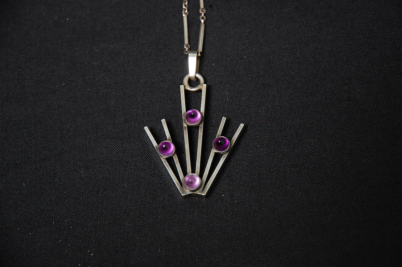HALSBAND, silver, ametister, Mattsson & Olsson, Malmö 1964.