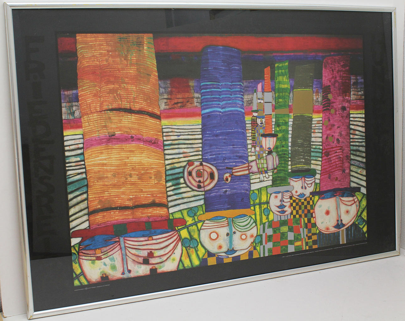 FRIEDENSREICH HUNDERTWASSER. EFTER. "Hüte Tragen". Affisch. A Verkerke Gallery print in an edition of 1-6000. Printed in the Netherlands.