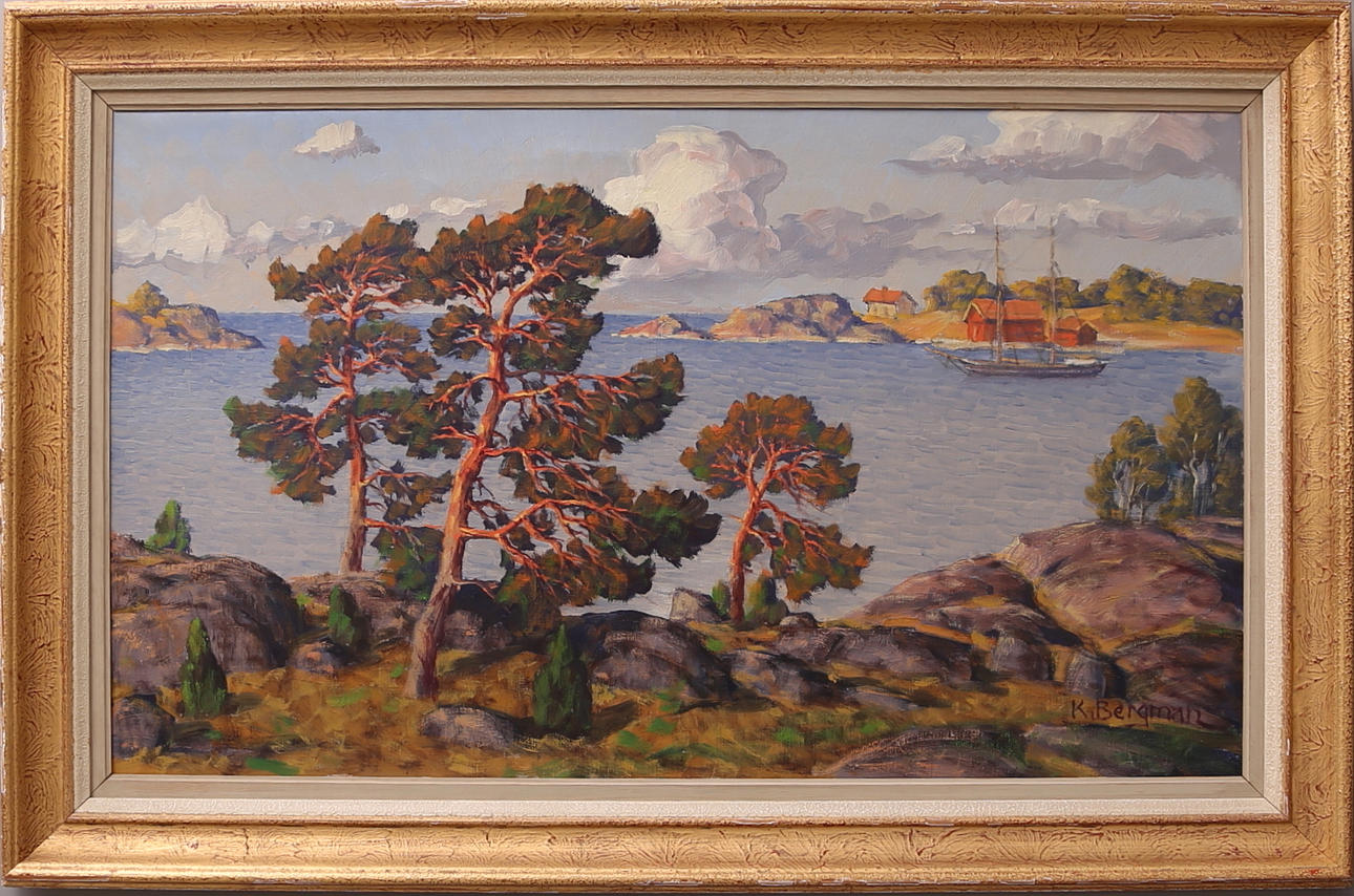 KARL BERGMAN. Skärgårdslandsskap, olja på duk, signerad K. Bergman.