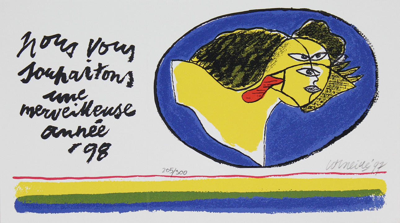 BEVERLOO CORNEILLE. Vernissagekort. Färgserigrafi. Signerad och dat -97. 205/300.