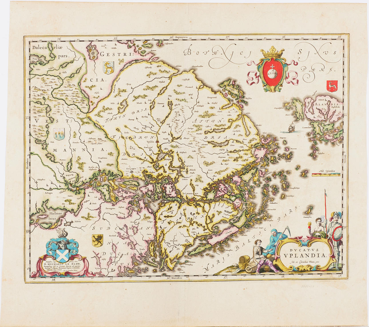 Map Uppland Blaeu ca 1635.