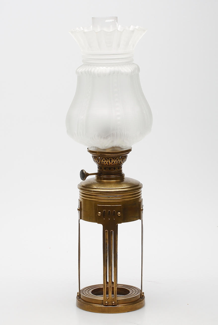 BORDSLAMPA, fotogen, mässing, jugend, tidigt 1900-tal.