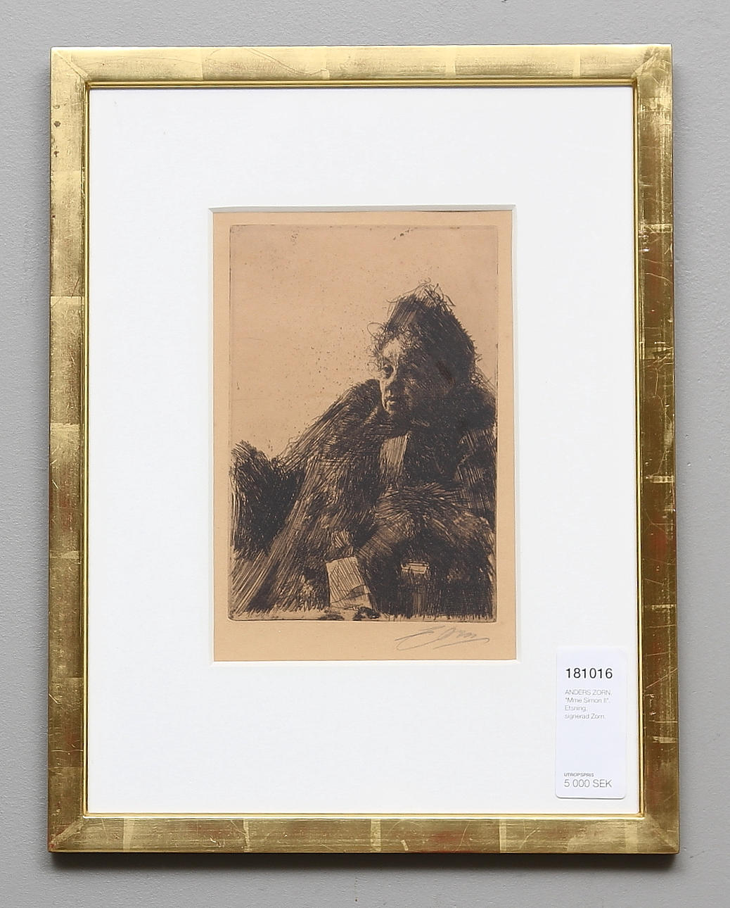 ANDERS ZORN. "Mme Simon II". Etsning, signerad Zorn.