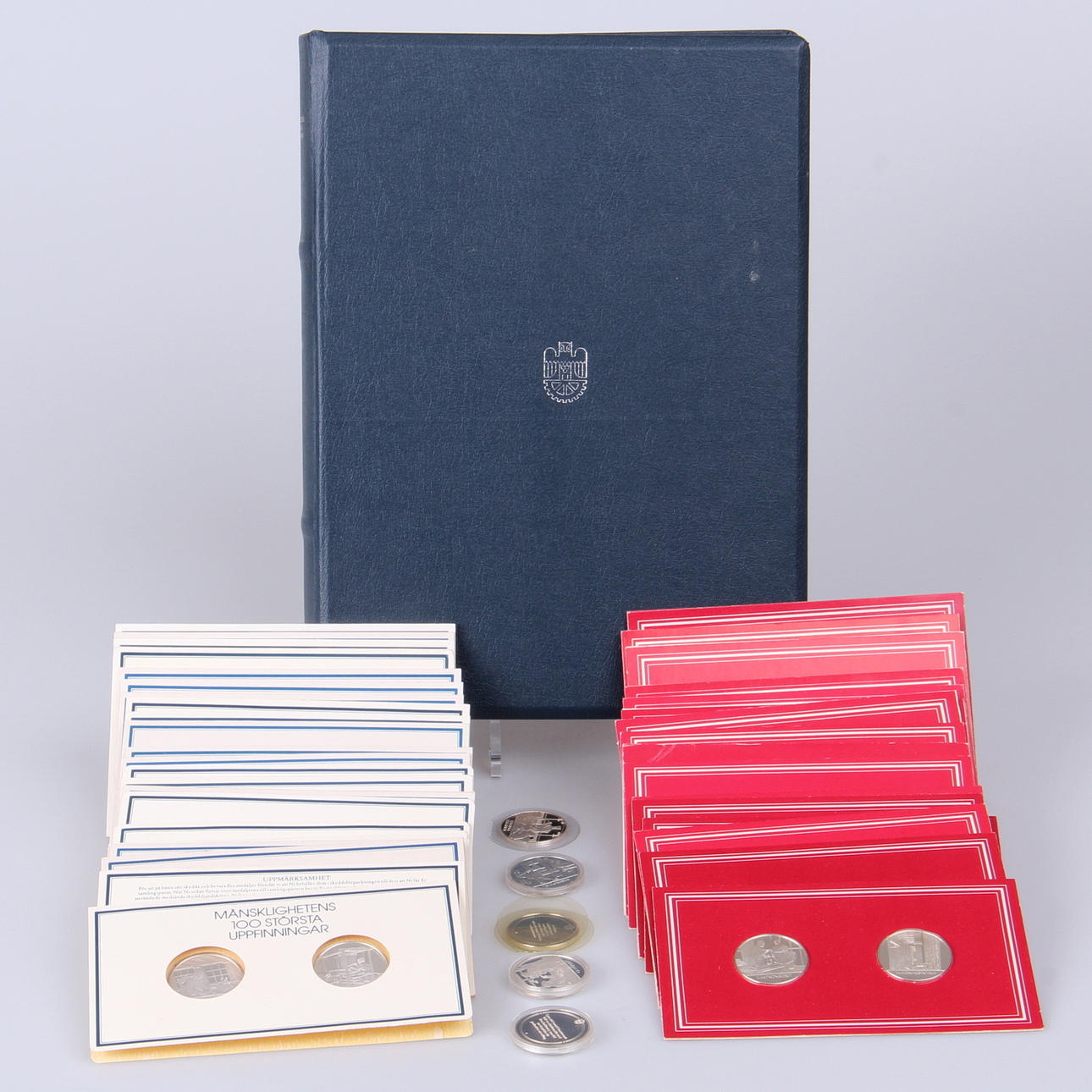 SAMLING MYNT, sterlingsilver, 100 st. "Mänsklighetens 100 största uppfinningar", Franklin Mint.