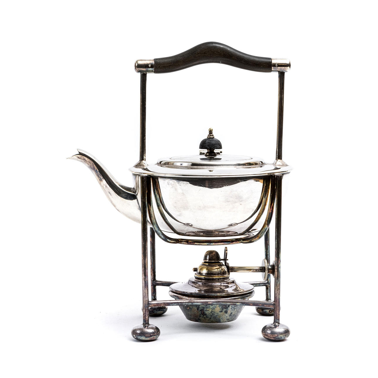 WILLIAM  &amp; SON, teapot with rechaud, nickel