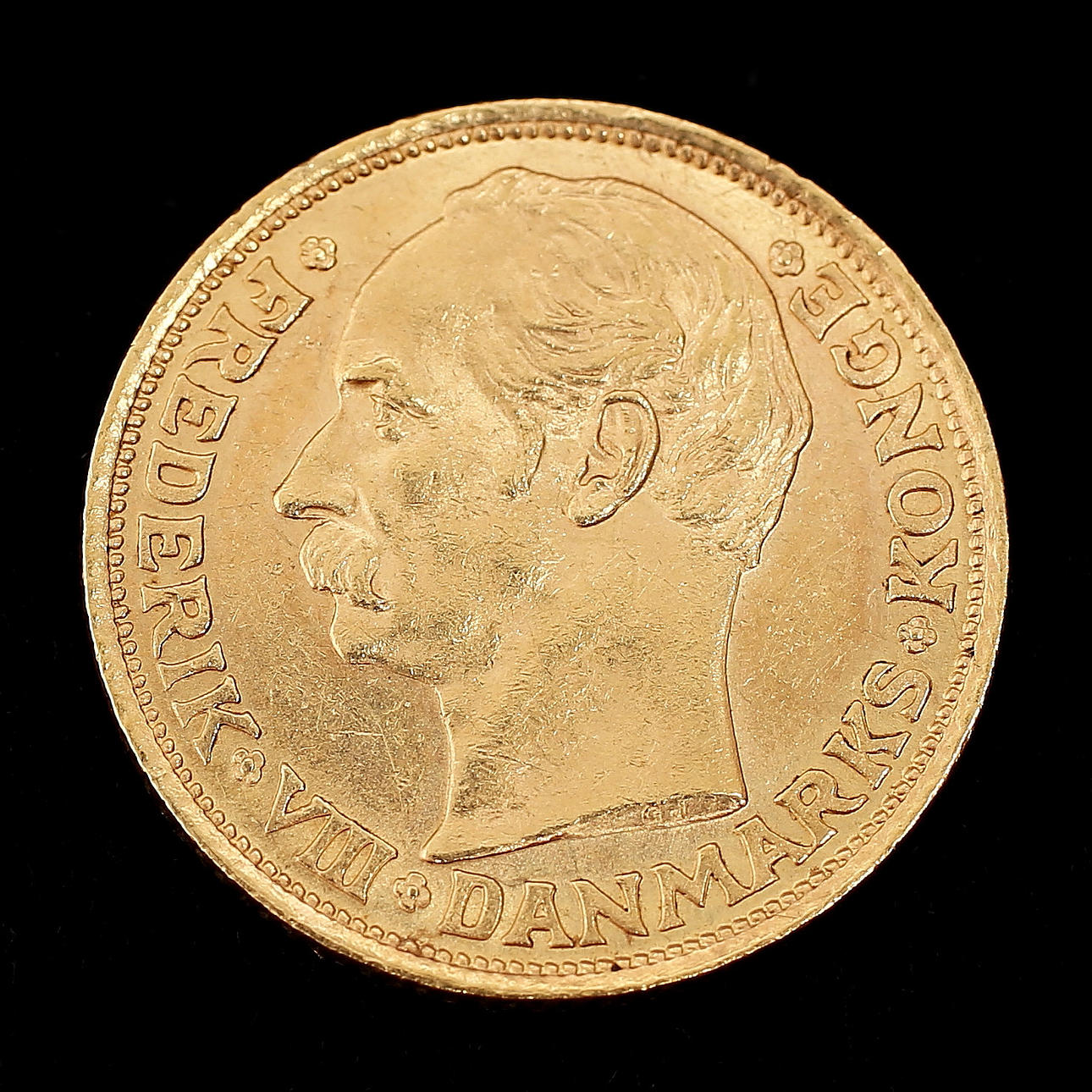 GULDMYNT, 10 kroner, Frederik VIII, Danmark, 1908.