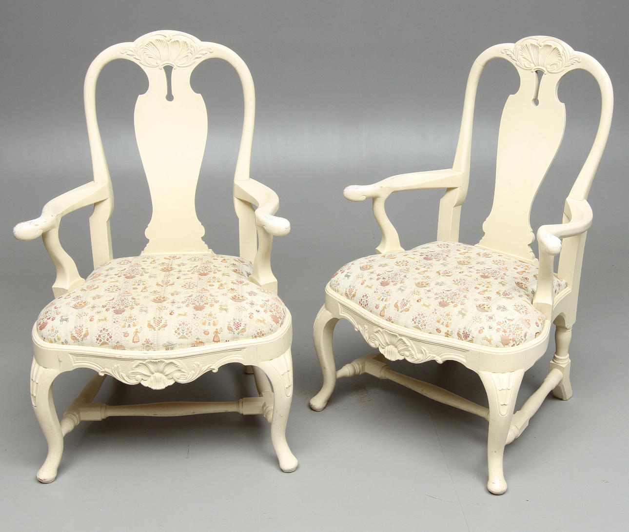 KARMSTOLAR, 1 par, rokokostil, 1900-tal.