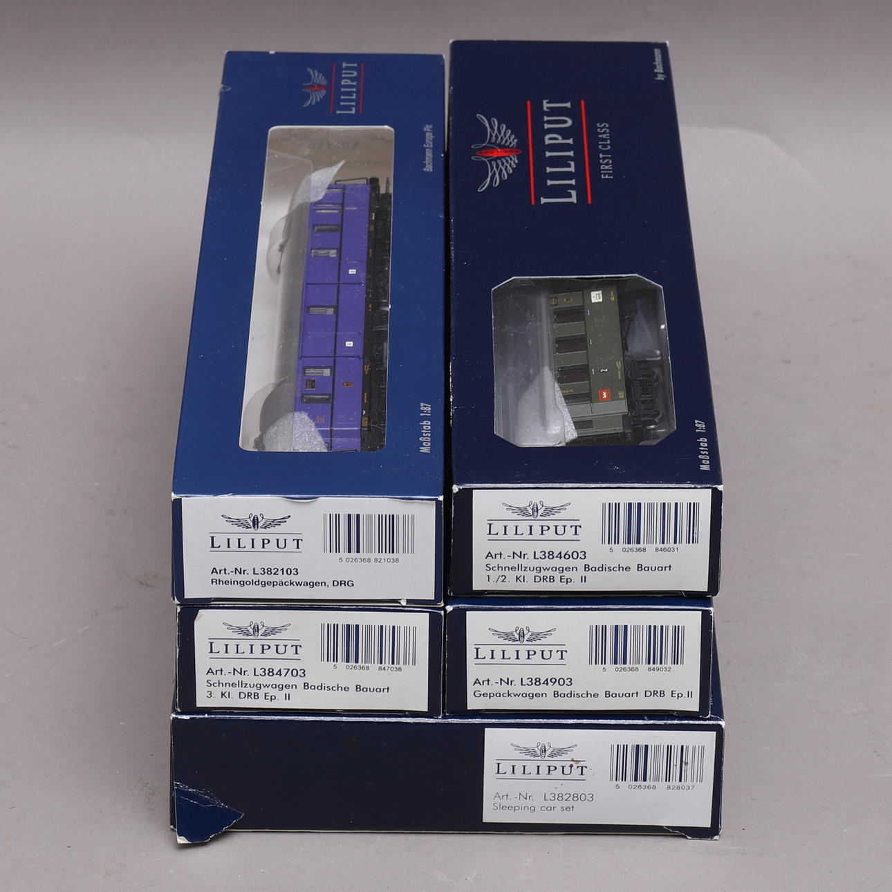 鉄道模型 LILIPUT FIRST CLASS L101432 TRAIN CARS, 6 pcs, Liliput first class, scale 1:87, Austria. Toys