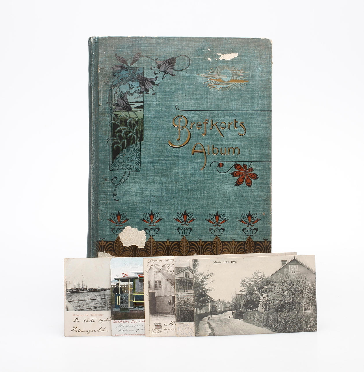 BREFKORTSALBUM med BREFKORT, blnad annat tidigt 1900-tal.