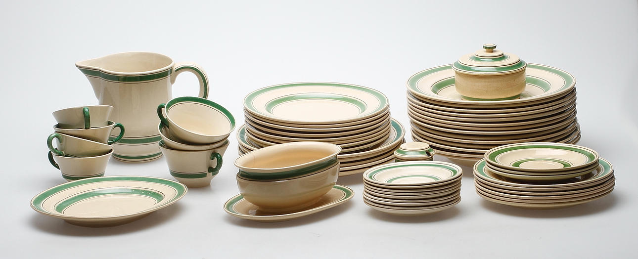 SERVISDELAR, 39 delar, flintgods, "Bandarillo", Wilhelm Kåge, Gustavsberg.