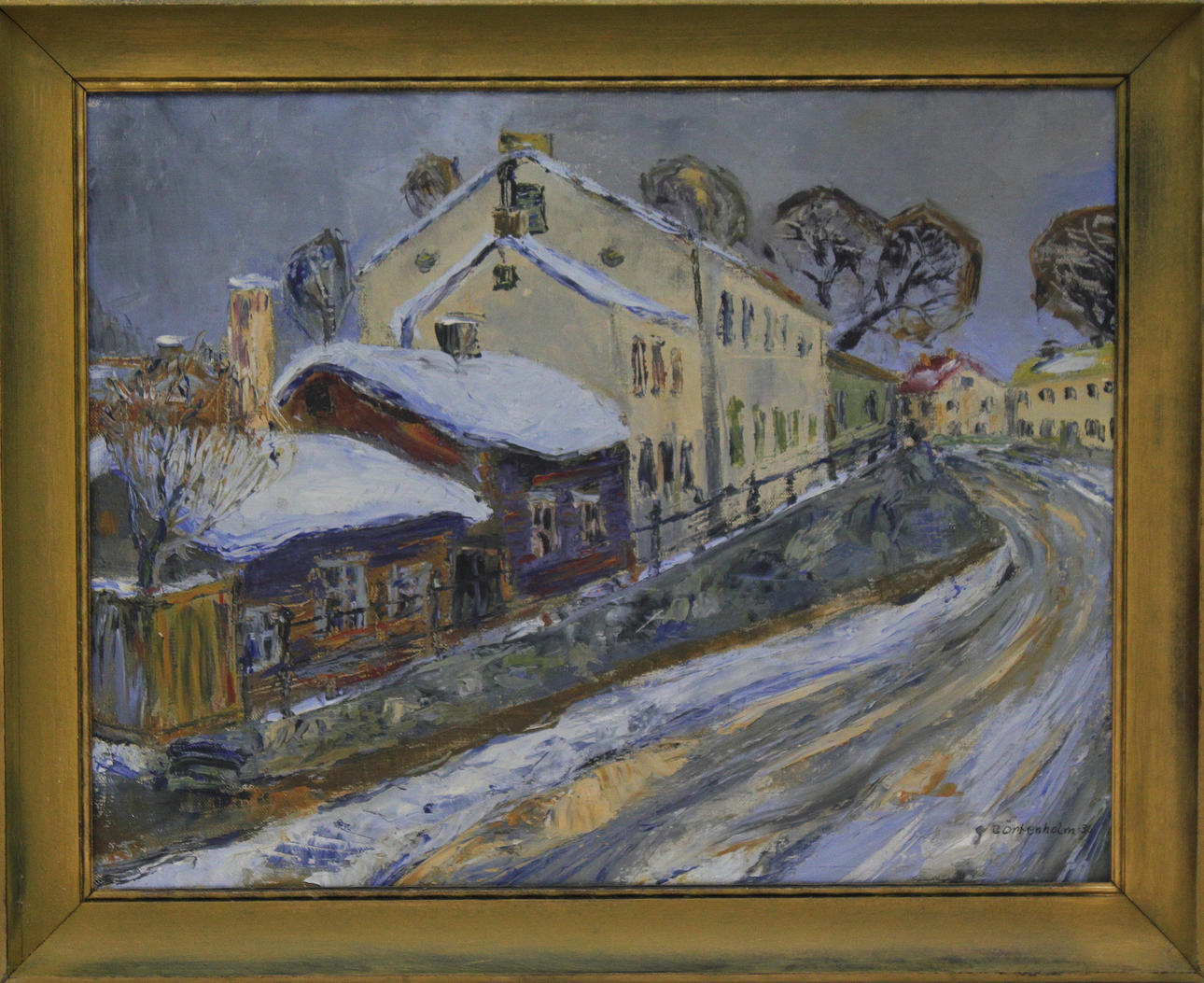 GÖTRIK ÖRTENHOLM. Gatubild. Olja på duk. Signerad G Örtenholm -36.