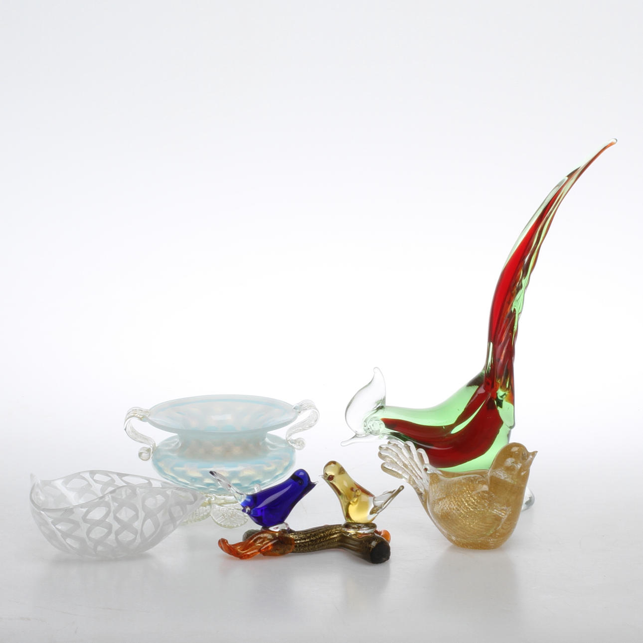 PARTI GLAS, 5 delar, Trol Murano, Italien, 1900-tal.