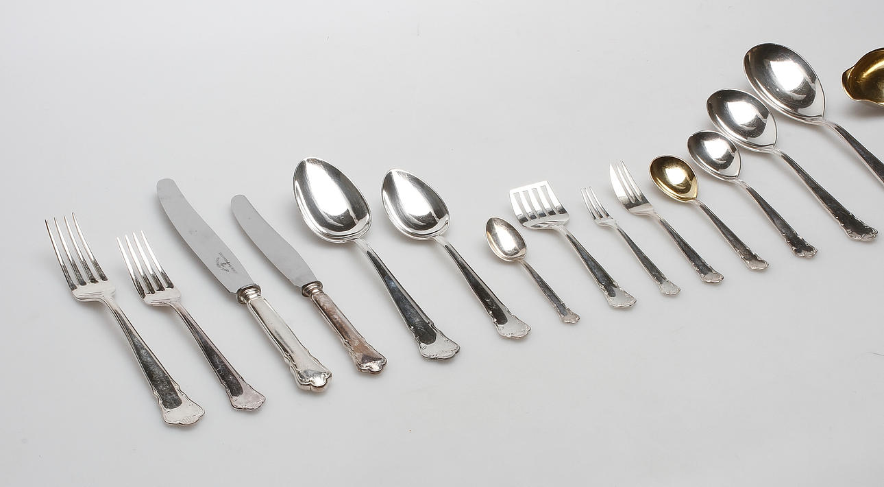 BESTICK, 124 delar, nysilver, "Ingrid" GAB, 1900-tal.