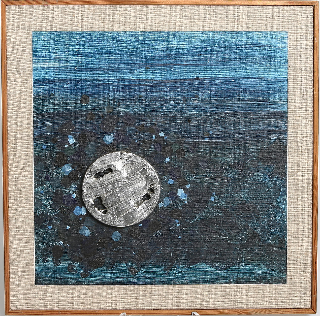 ÅKE LAGERBORG. "Att färdas", olja och metall, signerad a termo och daterad 1975.