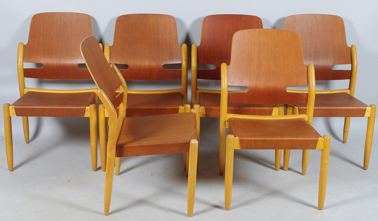 STAPELBARA STOLAR, 6 stycken, Carl-Axel Acking för Bodafors.