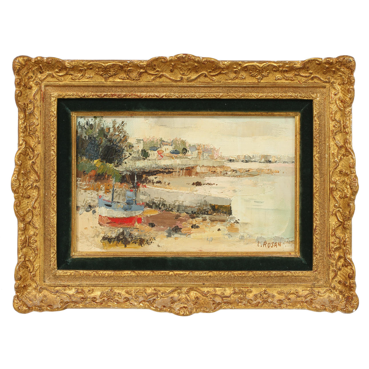 LOUIS ROSAN. "Pont-Lorois" och "du côté de Vannes". Olja på duk, 2 st pendanger. Signerade.