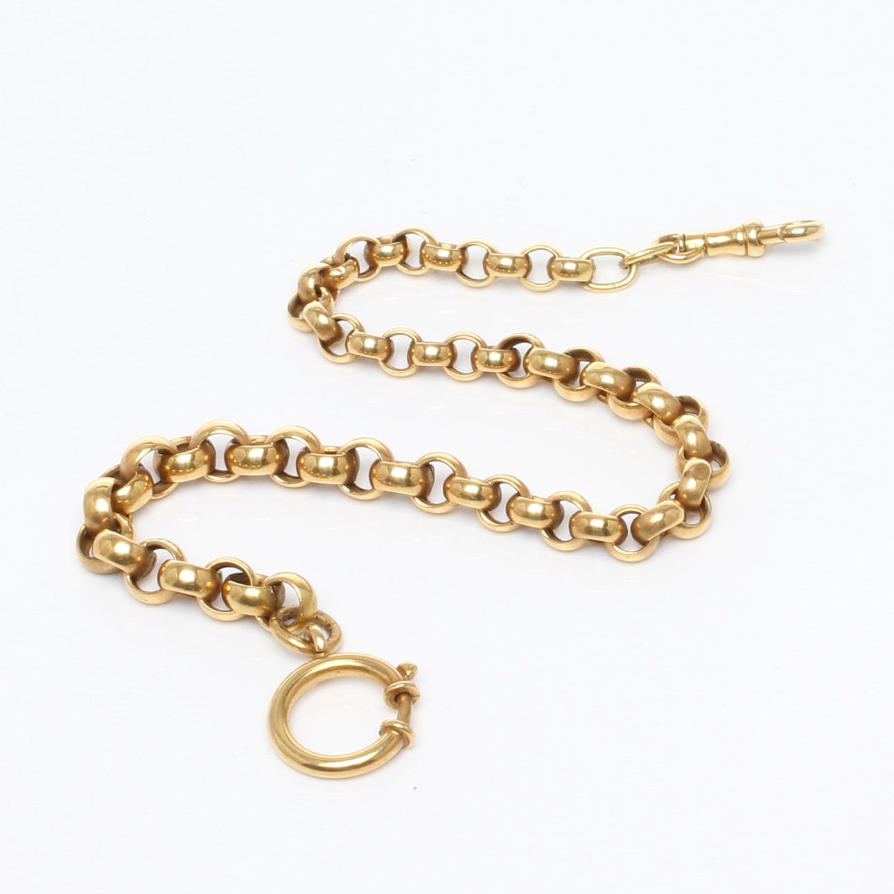 KLOCKKEDJA, 18k guld, otydliga stämplat, 1900-tal.