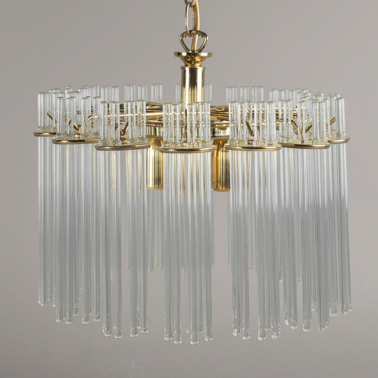 Chandelier with glass rods.