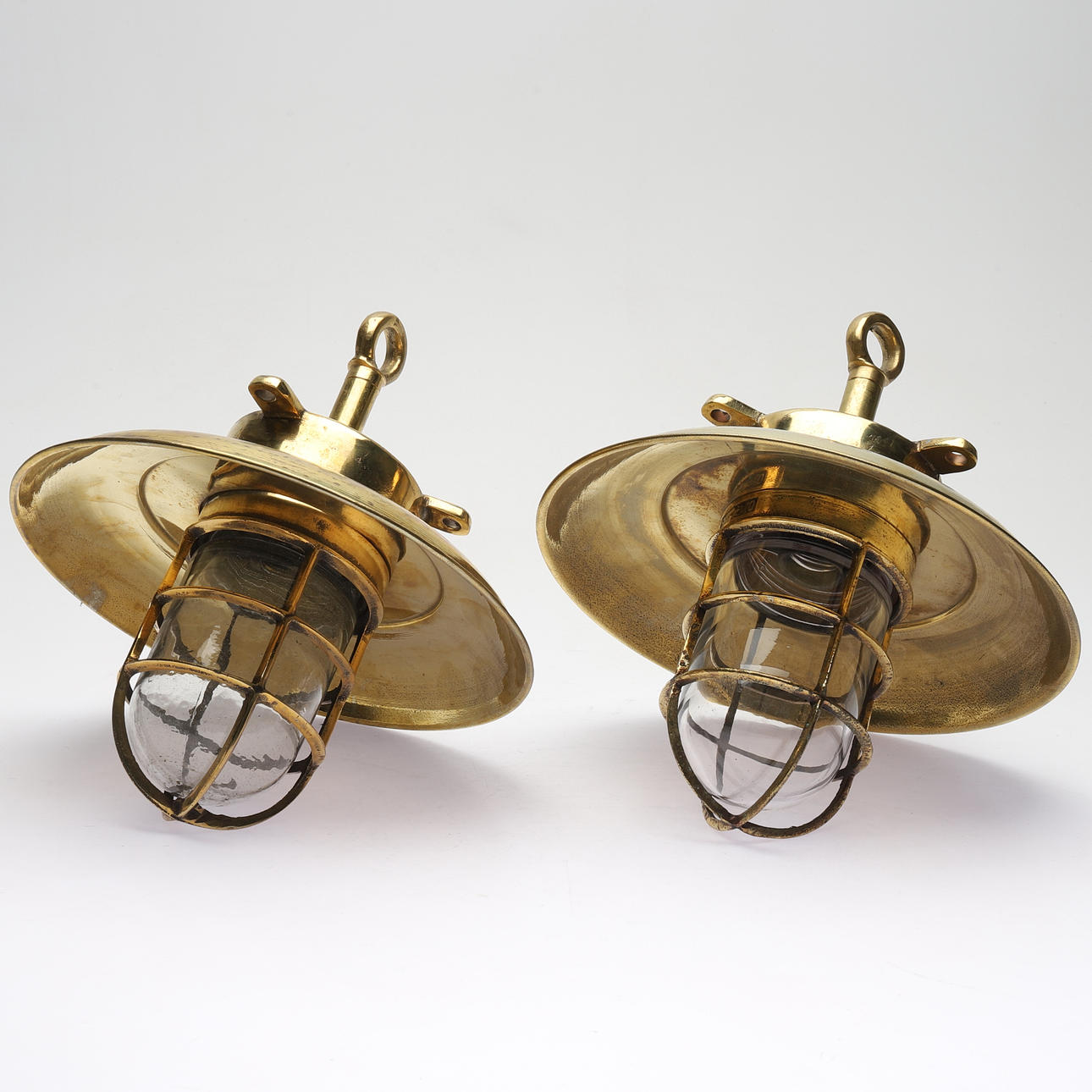 SCHIFFSBELEUCHTUNG, 2 Stück, Decke, Messing.