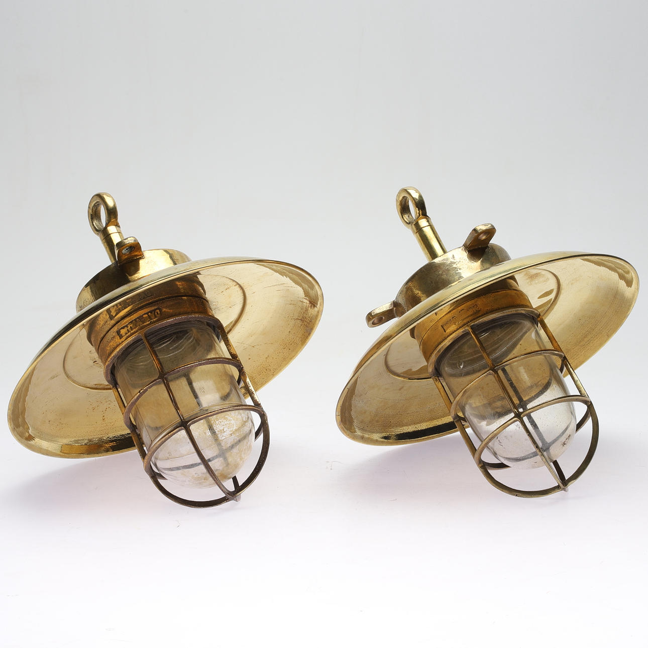 SCHIFFSBELEUCHTUNG, 2 Stück, Dach, Messing.