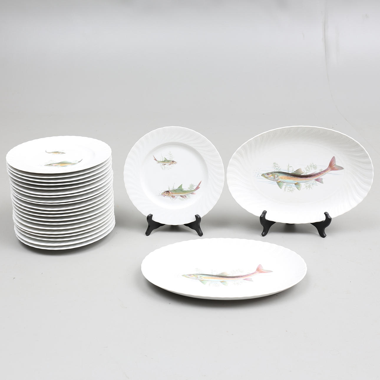 FISKSERVIS, 23 delar, porslin, Seltmann Weider, Bavaria, 1900-talets första hälft.