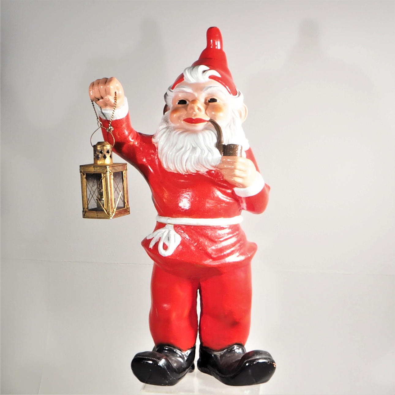 FLOOR FIGURE, plastic, Santa with lantern, marked Heissner.
