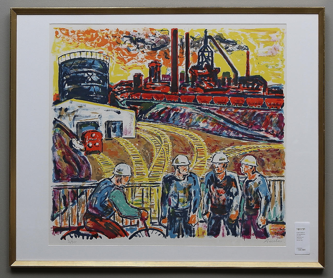 ALBIN AMELIN. Järvägsarbetare. Litografi. Signerad och numrerad 36/310.