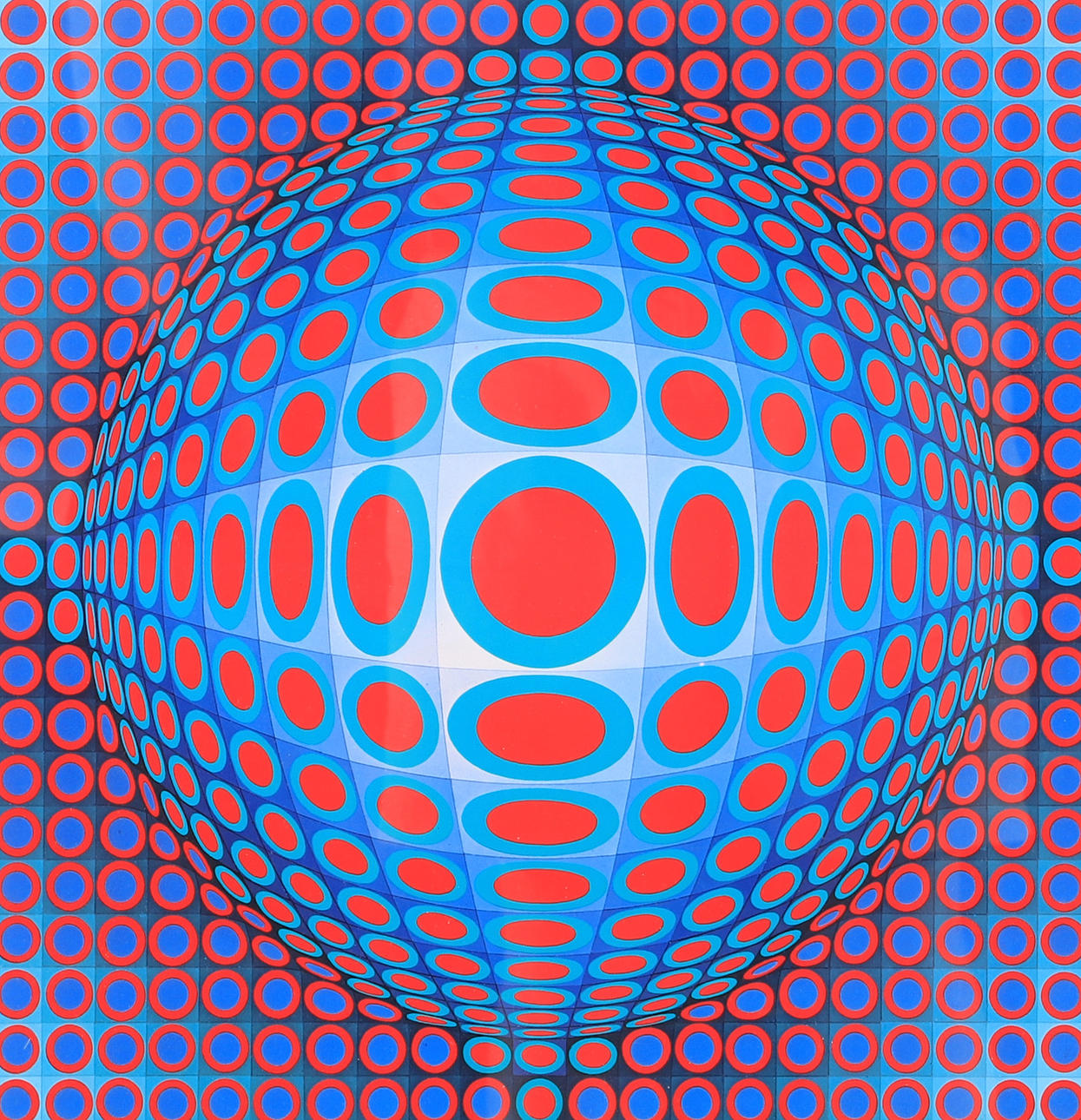 VICTOR VASARELY. Composición en rojo, estampado.