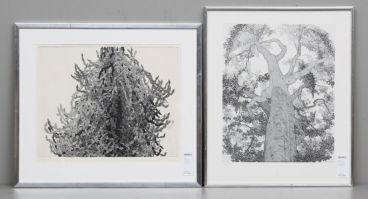 MAUD COMSTEDT. 2 st. Etsningar. Signerade och numrerade.