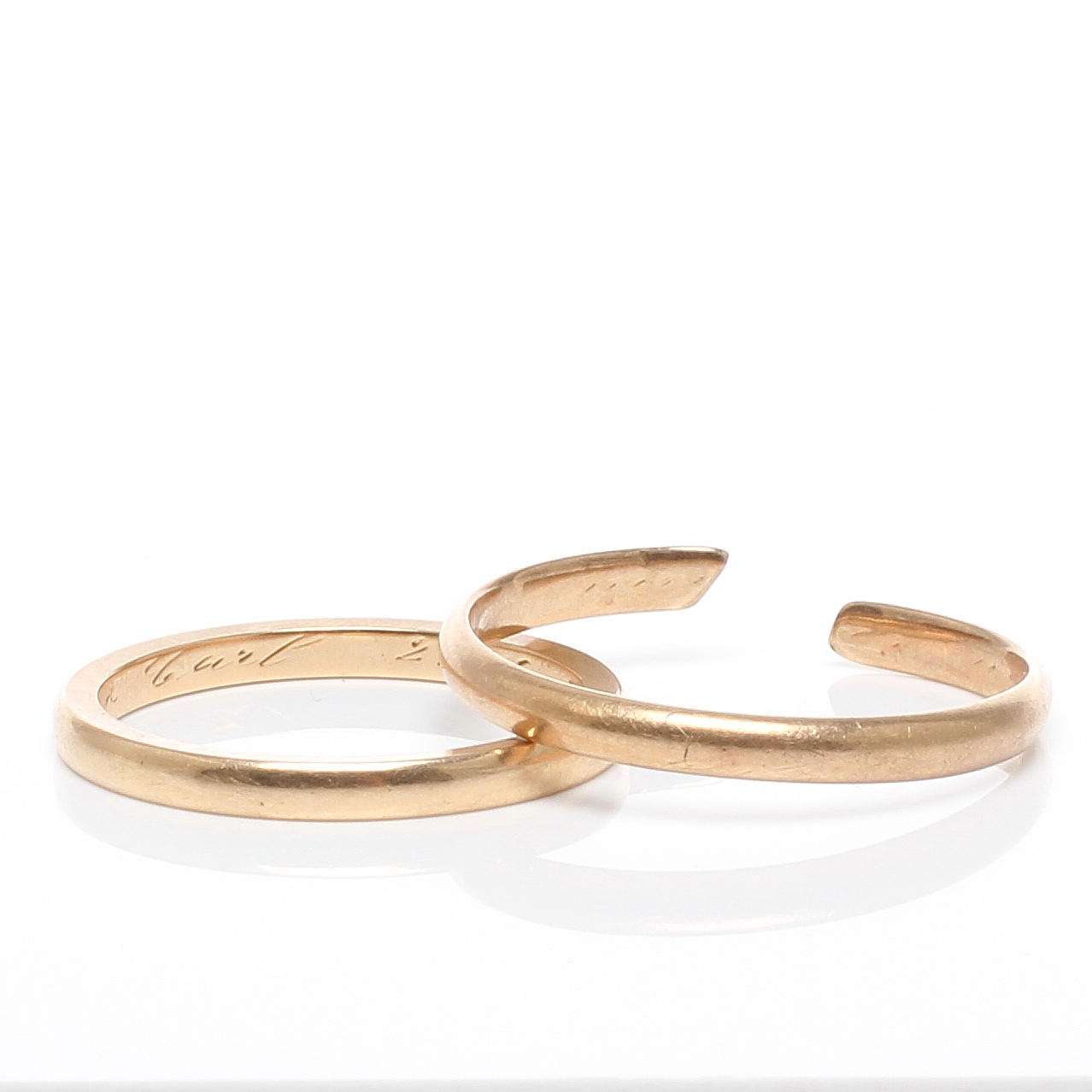 RINGAR 2 st, 14k guld, otydliga stämplar, 1900-tal.