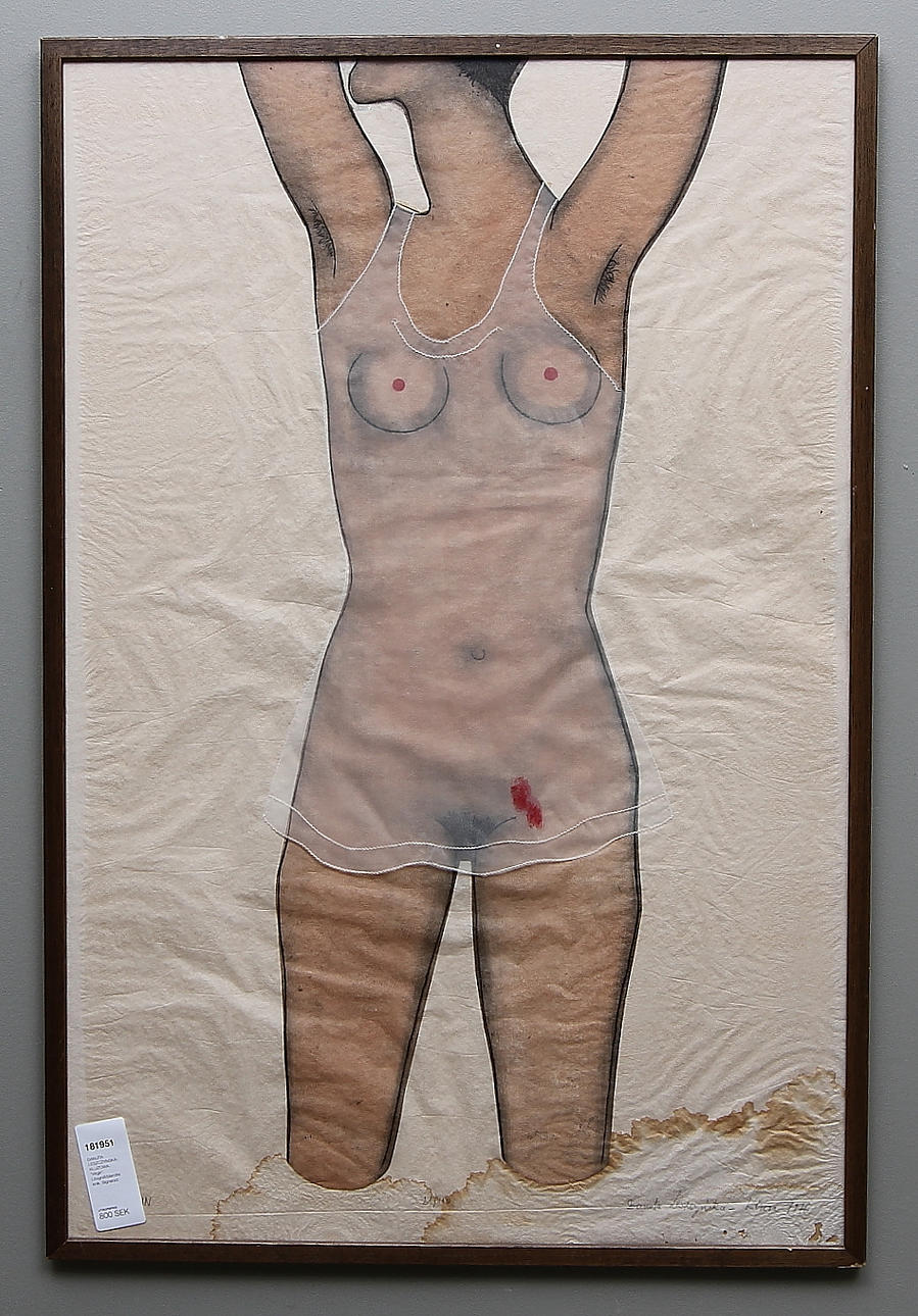 DANUTA LESZCZYNSKA-KLUZOWA. "Virgin". Litografi/blandteknik. Signerad.