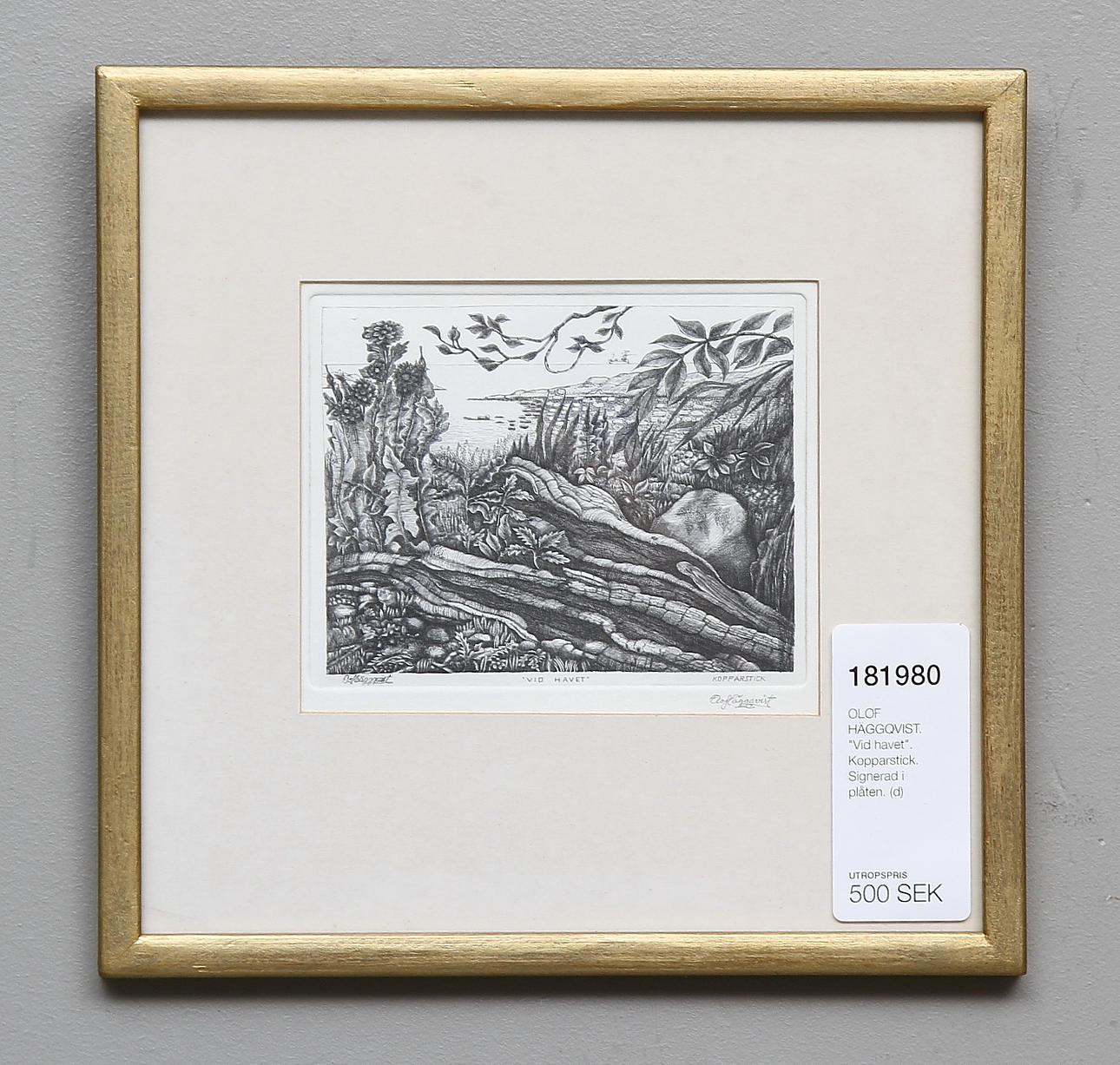 OLOF HÄGGQVIST. "Vid havet". Kopparstick. Signerad i plåten.