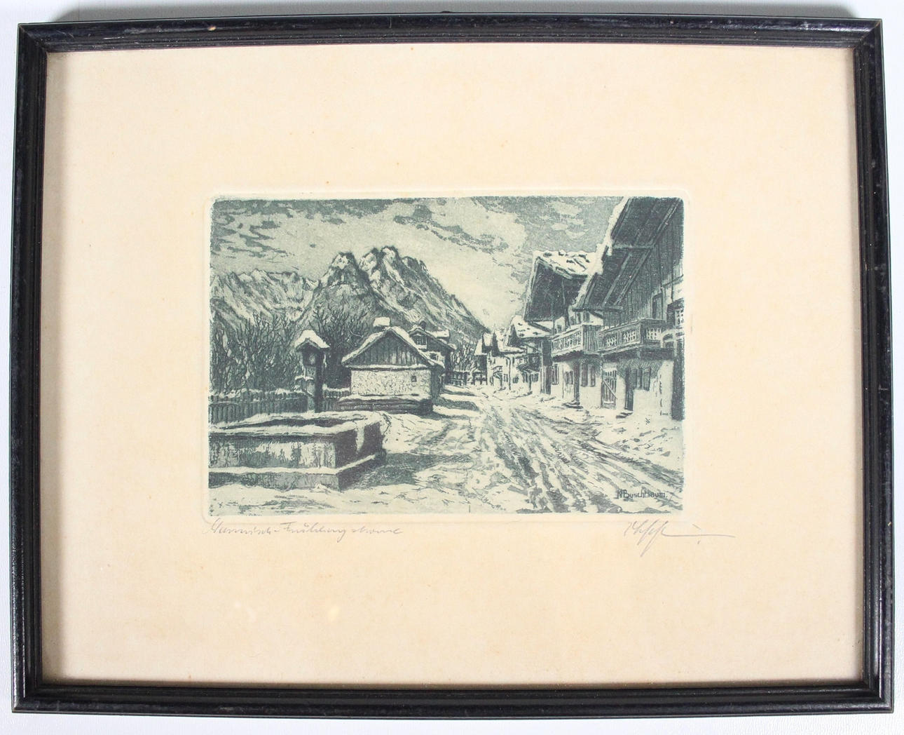 N. BUSCHBAUM. 'Garmisch-Frühlingsstraße', Radierung.