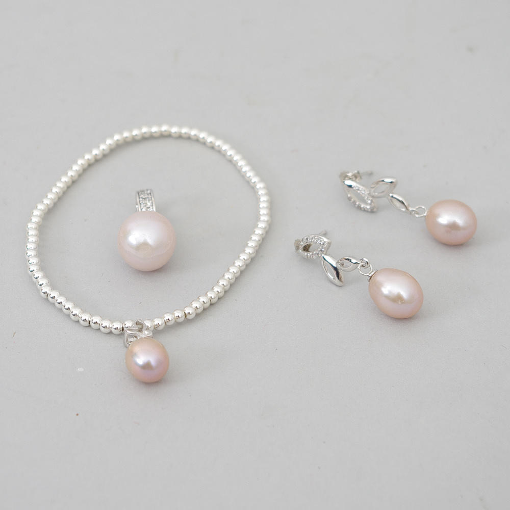 GARNITYR, silver/pärlor.