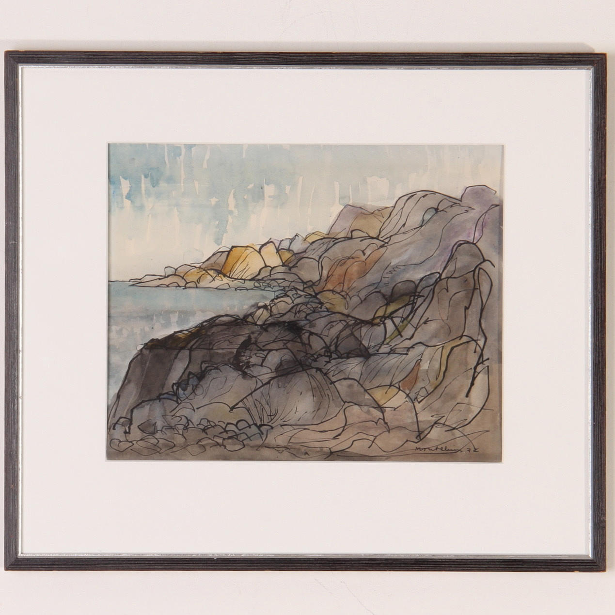 OIDENTIFIERAD KONSTNÄR. akvareller, 2 st, signerade Montelius och daterade -72 samt -76.